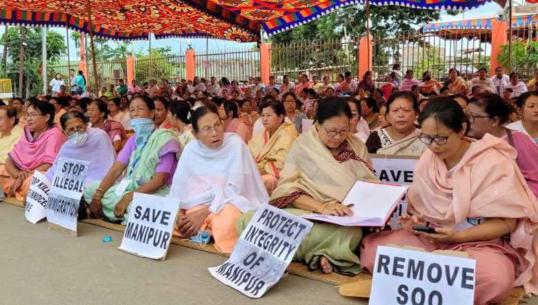Over 1,000 people gathered at the event organised by 36 local clubs under the banner 'Present Burning Crisis of Manipur' on July 9, 2023 (Photo: IFP)