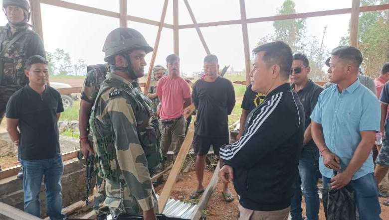 Manipur Social Welfare Minister Heikham Dingo (R) visited K Songnung, Kangchup Hills near Phayeng, Imphal West on June 11 (PHOTO: IFP)