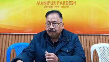 Manipur Bharatiya Janata Party (BJP) chief spokesperson Ch Bijoy briefing the media (PHOTO: IFP)