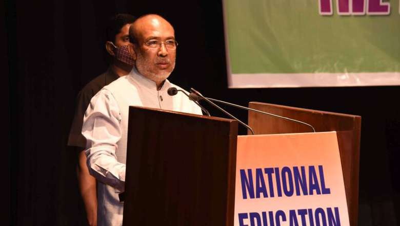 Manipur CM N Biren Singh speaking at one-day panel discussion on NEP, 2020 in Imphal