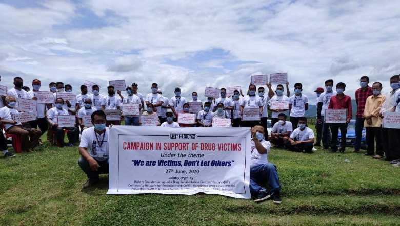 A campaign in support of the victims of drugs was held by several organisations in Imphal