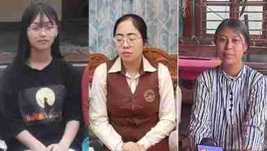 Manipur HSE 2023 toppers: Rajbrinda Naorem (L), Ria Thokchom (C) and Pushpa Naorem (PHOTO: IFP)