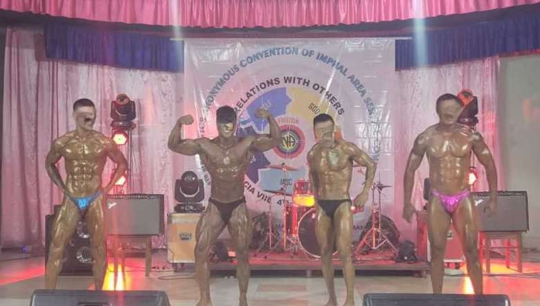 Drug recovered persons perform body building show as part of drug recovered convention in Imphal n December 5, 2022