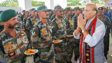 Raksha Mantri Rajnath Singh meets troops at HQ IGAR (South), Manipur