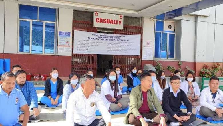 Doctors on strike in Churachandpur (Photo: IFP)