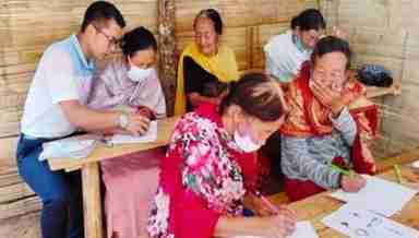 Senior citizens get a taste of education at Chatric village in Kamjong district of Manipur (Photo: Ricky Angkang_ IFP)
