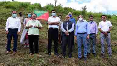 Manipur Forest Minister Awangbow Newmai (second from left) with forest officials (File Photo: IFP)