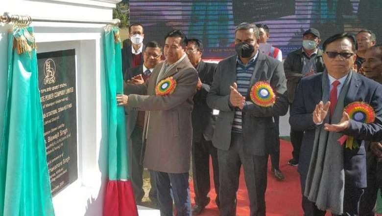 Manipur Power Minister Th Biswajit lays the foundation stone for the construction of 33/11 KV power substations at Sinakeithei, Tusom, Chingai, Somdal and Kachai villages in Ukhrul district on December 30, 2021