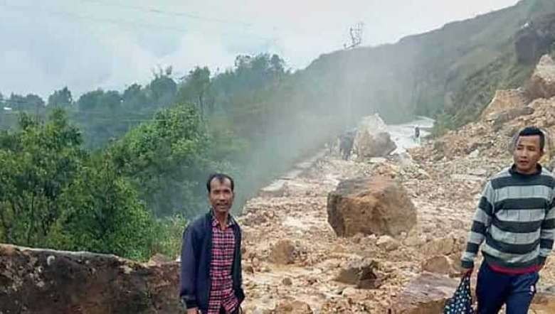 Landslide-hit Shillong-Dawki road along National Highway-40