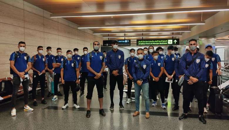 Indian National Team arrives in Qatar for upcoming qualifying matches for the FIFA World Cup Qatar 2022 and AFC Asian Cup China 2023. May 19, 2021 (PHOTO: Twitter)
