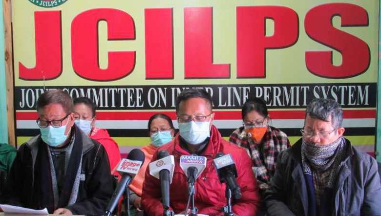 Joint Inner Line Permit System members briefing the media in Imphal on January 5, 2022