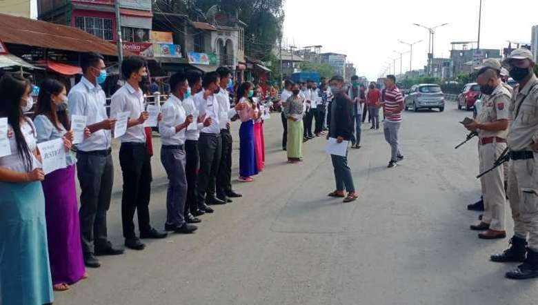 DESAM hold demonstration demanding justice for Sanaton Athokpam (Photo: IFP)