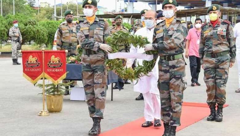 A wreath-laying ceremony was held at Bir Tikendrajit International Airport to honour the three martyrs on July 31, 2020