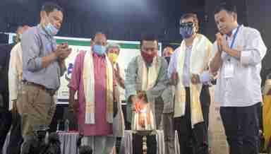 Manipur MP Sanajaoba (C) launching Divyang Mitra and Netra Kumbh in Imphal (Photo: IFP)