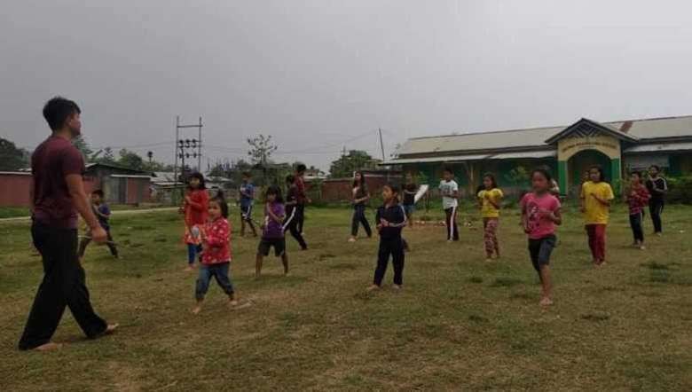 Thang-Ta classes being conducted at LKJ High School, Imphal West (Photo: IFP)