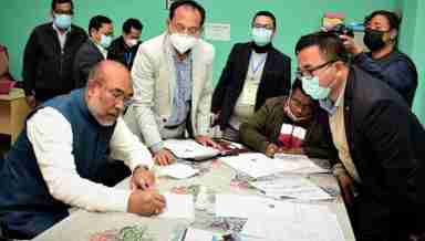 Manipur Chief Minister N Biren Singh files nomination as BJP candidate from Heingang ac for Manipur Assembly Election 2022(Photo: DIPR)