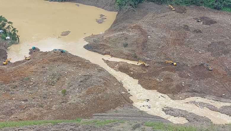 A portion of Ijei River in Noney, Manipur that was partially blocked by the landslide which hit the area on June 29-30 (Photo: IFP Images)