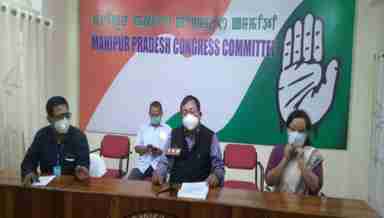 MPCC vice-president M Hemanta addressing the media in Imphal on Saturday, August 8, 2020 (PHOTO: IFP)