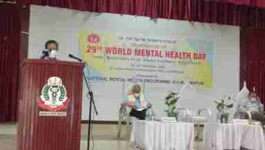 Manipur Health Service director Dr K Rajo Singh speaking on World Mental Health Day