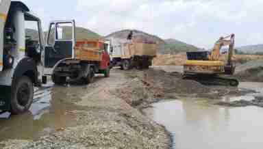 Sand-mining at Thoubal river