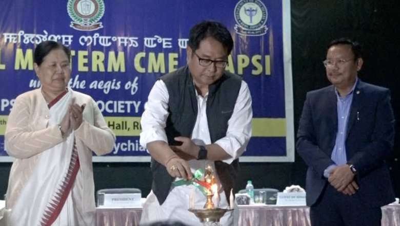 Manipur Health and Family Welfare Minister Sapam Ranjan at the inaugural function of the two-day National Midterm Continuing Medical Education of APSI held at RIMS, Imphal on April 5, 2023 (Photo: IFP)