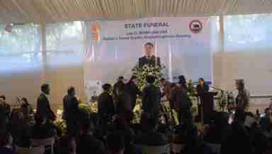 State funeral in honour of former speaker, Nagaland Legislative Assembly (NLA) and MLA Late Imtiwabang Aier held at The Heritage, DC Bungalow in Kohima on January 8, 2023