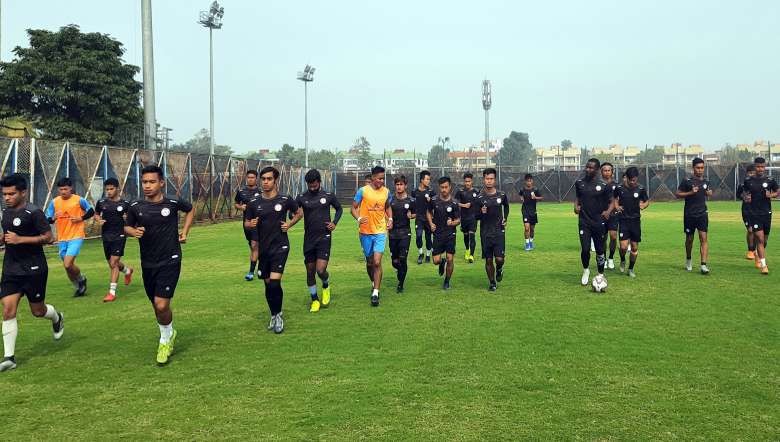 Neroca FC players gearing up for their match against TRAU FC in the Hero I-League 2020-21 (PHOTO: IFP)