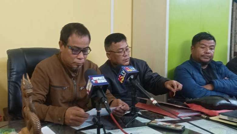 All Manipur Road Transport Drivers and Motor Workers’ Union members briefing the press in Imphal on January 11, 2022