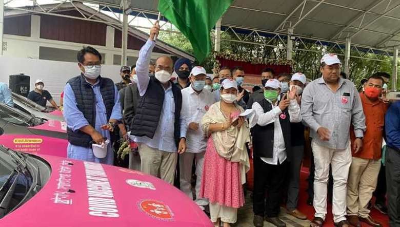 Manipur Chief Minister N Biren flagged off COVID Vaccination Express in Imphal East on October 21, 2021district