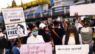 Protest against military takeover in Myanmar (PHOTO: Twitter)