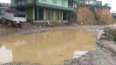 A pool of water in Tamenglong district headquarters (PHOTO: IFP)