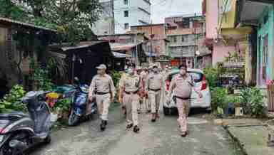 Imphal West Police personnel conduct search operation in Imphal areas ahead of I-Day