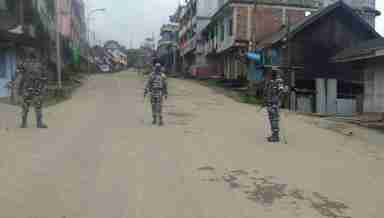 Security personnel maintaining strict vigil in Tamenglong, Manipur (PHOTO: IFP)