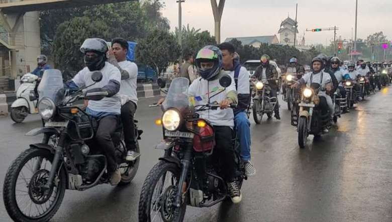 Manipur Students’ Anti-Drug Task Force launched Drug Used Prevention Programme with a bike rally on March 29, 2023 (Photo: IFP)