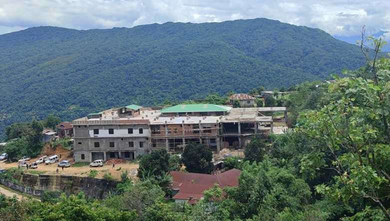 the ongoing construction work of the session court complex at Khoupilong in Tamenglong HQ. under construction (PHOTO: IFP)