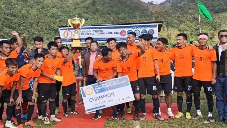 Dr Nehginpao Kipgen Memorial Team won Champion title in the 4th Thadou Trophy state-level open football tournament held in Kangpokpi, Manipur (Photo: IFP)
