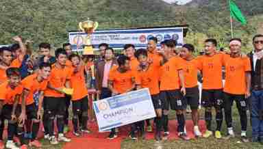 Dr Nehginpao Kipgen Memorial Team won Champion title in the 4th Thadou Trophy state-level open football tournament held in Kangpokpi, Manipur (Photo: IFP)