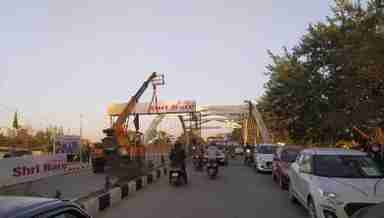 Traffic is diverted as welcome signs are being put up to welcome Prime Minister Narendra Modi to Manipur on January 4, 2022 (PHOTO: IFP_Bishworjit Mandengbam).