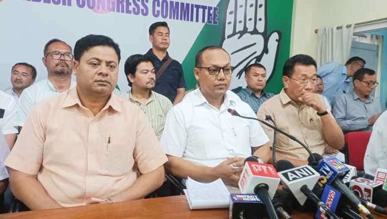 Manipur Pradesh Congress Committee briefing the press on May 8, 2023 in Imphal, Manipur