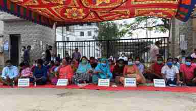 Manipur Panchayati Raj workers protest demanding release of MGNREGS funds (File Photo: IFP)