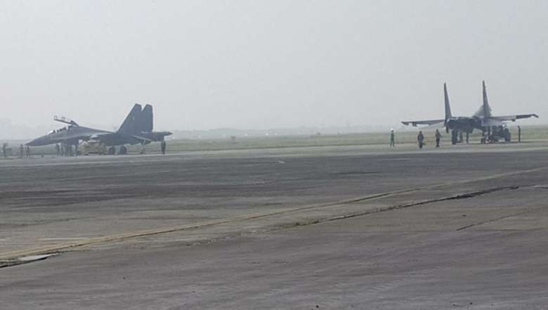 Sukhoi MK-30 fighter jets land at airfield, Imphal (PHOTO: IFP)