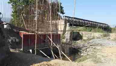 Construction of a bridge over Thongjaorok river in Bishnupur district in Manipur