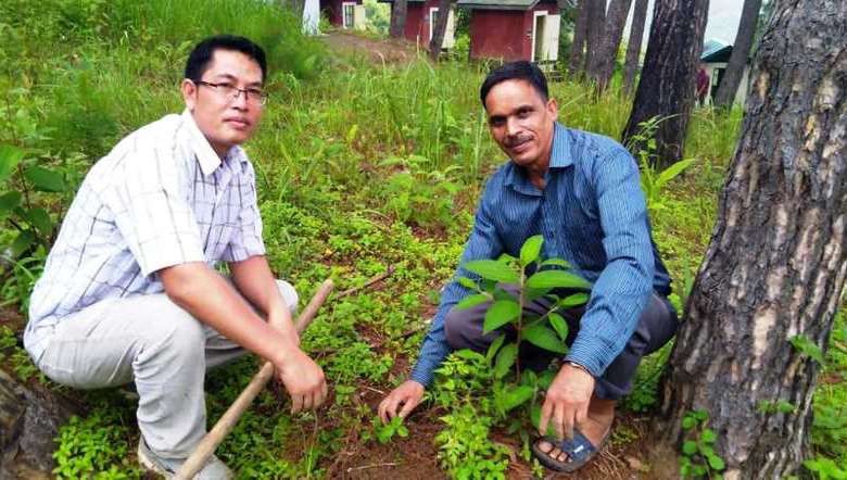 KBC missionaries and evangelist plant tree saplings at Elijah prayer mountain in Churachandpur, Manipur on July 21, 2020 (PHOTO IFP)