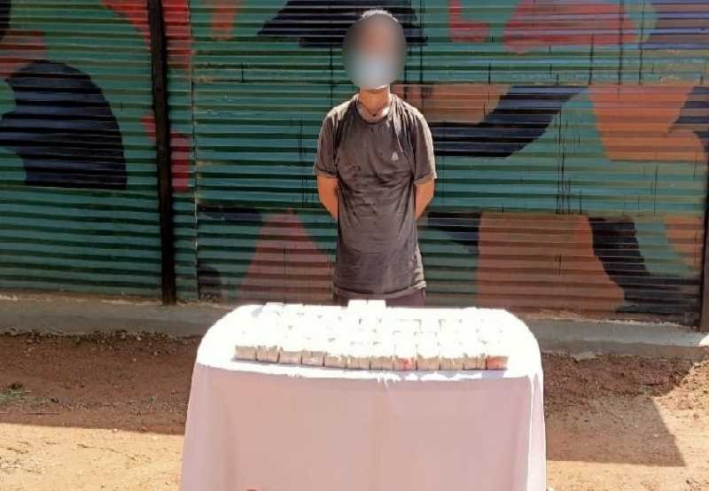 A man arrested with drugs worth crores of Rupees by the Assam Rifles personnel near Moreh town on June 24, 2020 (PHOTO: IGAR)