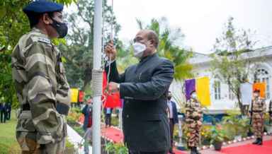 Unfurled the National Flag at my official residence on the occasion of 73rd #RepublicDay: CM Biren on Republic Day 2022