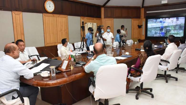 Manipur Chief Minister N Biren Singh inaugurates 5 PHED projects through video conferencing on July 8, 2020 (PHOTO: DIPR Manipur)