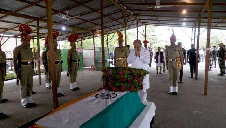 CM Biren at a wreath laying ceremony held for BSF personnel killed by militants, at CRPF camp, Mantripukhri, Imphal on June 6, 2023(Photo: IFP)