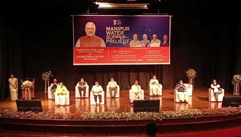 PM Modi laying the foundation stone of Manipur Water Supply Project under the Jal Jeevan Mission scheme through video conferencing on July 23, 2020 (PHOTO: IFP)