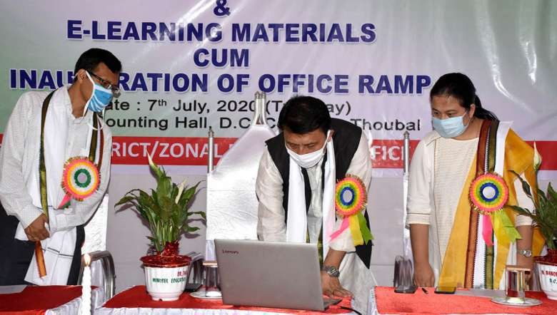 Manipur Education Minister Th Radheshyam launching the website (PHOTO: IFP)