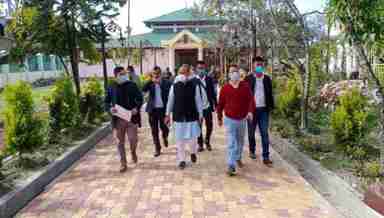 Manipur Tourism Minister O Lukhoi inspects renovation works in Imphal (PHOTO: IFP)